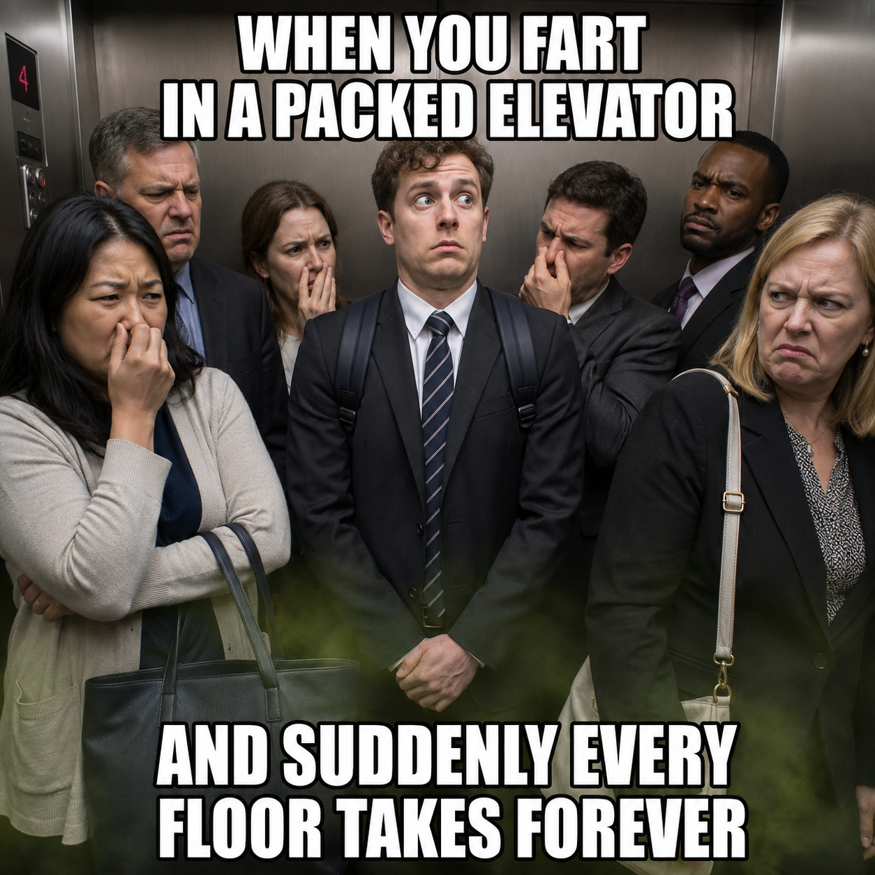 When You Fart in a Packed Elevator fart meme